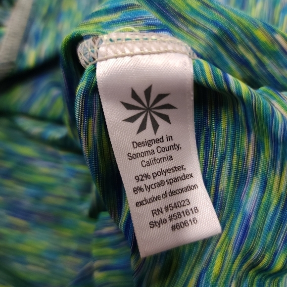 Athleta Pop Space Dye Shirt with Zipper Pocket in Green size XS - Picture 9 of 12